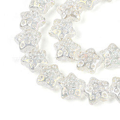電気メッキ透明ガラスビーズ連売り  スター  淡黄色  17~17.5x18~18.5x9~9.5mm  穴：1mm  約40個/連  25.20インチ（64cm）&nbsp;EGLA-N020-02B