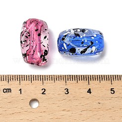 スプレー塗装された透明なアクリルヨーロピアンビーズ  大穴ビーズ  長方形  ミックスカラー  20x14x11.5mm  穴：5mm&nbsp;MACR-F084-08