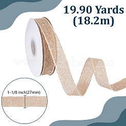 黄麻レースロール1ロール  鉄線エッジの黄麻布リボン  淡い茶色  1-1/8インチ（27mm）  約19.90ヤード（18.2m）/ロール&nbsp;OCOR-HY0001-63B
