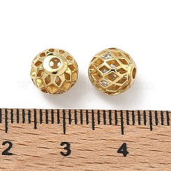 Brass Micro Pave Clear Cubic Zirconia Beads&nbsp;KK-D228-09G