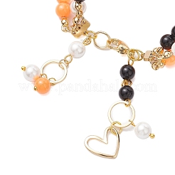 6mm Round Shell Pearl & ABS Plastic Imitation Pearl Tree-Color Multi-Strand Bracelets for Women&nbsp;BJEW-JB10493