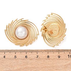 304ステンレススチールとプラスチックのパールスタッドピアス  オーバル  ゴールドカラー  26x32mm&nbsp;SA-G607-02G