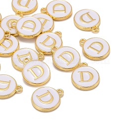 金メッキ合金チャーム  カドミウムフリー＆鉛フリー  エナメル  エポチャーム  アルファベット付きフラットラウンド  ホワイト  文字.d  14x12x2mm  穴：1.5mm&nbsp;LS-ENAM-S118-01D