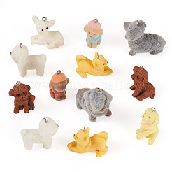 16Pcs 8 Styles Flocky Resin Pendants&nbsp;RESI-TA0003-61