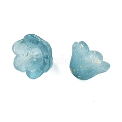 すりガラスビーズキャップ  6  - 花びらの花  金粉付き  ダークシアン  11x12x8mm  穴：1.4mm  約1333個/1000g&nbsp;FGLA-C001-01A