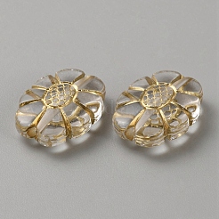 透明アクリルゴールドメタルエンレースビーズ  花  19.5x15x6mm  穴：2mm  25個/袋&nbsp;LS-OACR-WH0028-31G