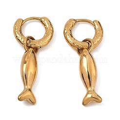女性用304ステンレススチール製フープピアス  魚  18KGP本金メッキ  33x7mm&nbsp;SA-CBA210F-01G