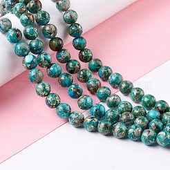 組み立てられた天然のインペリアルジャスパーと合成オパールビーズ連売り  染め  ラウンド  ダークシアン  8mm  穴：1.2mm  約50個/連  15.75''（40センチメートル）&nbsp;G-K317-A09-01