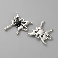 合金ラインストーンペンダント  蝶のチャーム  アンティークシルバー  ブラック  29x29x4mm  穴：3.5x3mm&nbsp;FIND-CJC0016-57B