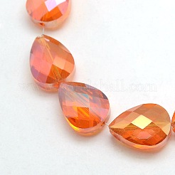 Electroplate Crystal Glass Teardrop Beads Strands&nbsp;EGLA-F066-M