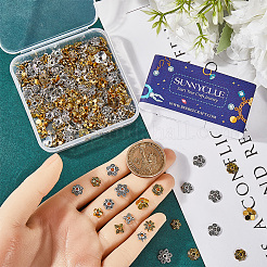 チベットスタイルの合金ビーズキャップ360個、12つのスタイル  花  アンティークシルバー＆アンティーク金色  2~9x2~10x1.5~3mm  穴：1~2mm  30個/スタイル&nbsp;FIND-SC0008-81
