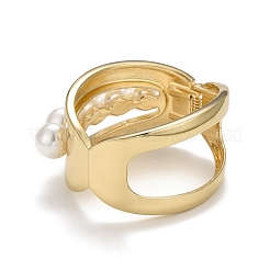 Alloy Chunky Wide Open Cuff Bangle with Plastic Pearl for Women&nbsp;BJEW-K223-05KCG