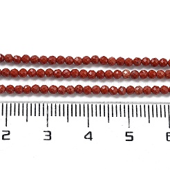 天然石レッドジャスパービーズ連売り  多面カット  ラウンド  ファイヤーブリック  2mm  穴：0.5mm&nbsp;G-J002-22