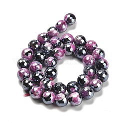 Electroplated Natural Fire Crackle Agate Round Beads Strands&nbsp;G-G0006-A02-07