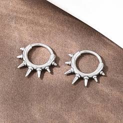 スパイク付き316ステンレススチール軟骨イヤリング  フープノーズリング  アンティークシルバー  15.5x16x2mm&nbsp;AJEW-C044-15AS