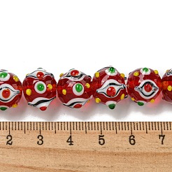 手作りランプワークビーズ連売り  バンピー  ラウンド  レッド  直径13.5~15mm  穴：1.2~1.4mm&nbsp;LAMP-N025-05D