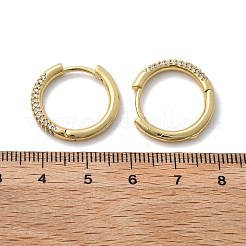 Brass Micro Pave Cubic Zirconia Huggie Hoop Earrings&nbsp;EJEW-K083-36G-B