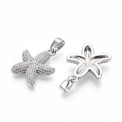 真鍮チャーム  カドミウムフリー＆鉛フリー  ヒトデのチャーム  プラチナ  16.5x14x3.5mm  穴：4.5x2mm&nbsp;KK-N257-08P