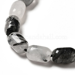 天然石ブラックルチルクォーツビーズ連売り  コラム  9x6mm  穴：1~1.2mm  約20~21個/連  7.09~7.48インチ（18~19cm）&nbsp;G-G980-16