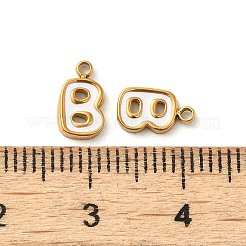 304ステンレススチールエナメルチャーム  14KGP本金メッキ  文字L  文字B  8.5x5x1.3mm  穴：1.2mm&nbsp;STAS-L022-292G-B