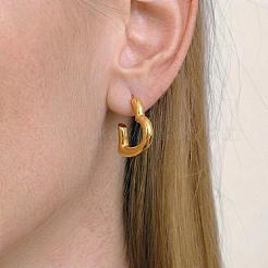 女性用304ステンレススチールスタッドピアス  ハート  ハーフフープピアス  ゴールドカラー  26.4x20mm&nbsp;YK4043-1