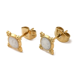 Ion Plating(IP) 304 Stainless Steel Square Stud Earrings&nbsp;EJEW-C114-01G