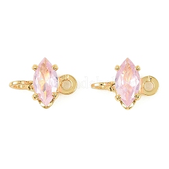 Brass Pave Cubic Zirconia Horse Eye Connector Charms&nbsp;KK-P347-03G-01