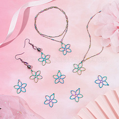 ラックメッキ304ステンレスペンダント  花  虹色  26x25x1.5mm  穴：1.4mm  20個/箱&nbsp;STAS-DC0010-41