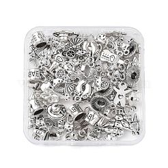 72pcs12スタイルチベットスタイルアロイペンダント  鉛フリー＆カドミウムフリー  混合図形  アンティークシルバー  8.5~21.5x7.5~14x1~9mm  穴：1~2mm  6個/スタイル&nbsp;FIND-FP0001-24