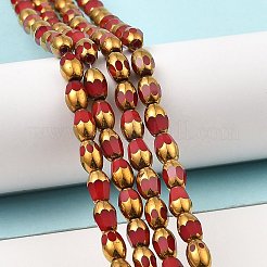 ファセット電気メッキガラスビーズ連売り  不透明な色  黄金メッキ  オーバル  ミックスカラー  6.5~7x4mm  穴：0.8mm  約50個/連  13.39''（34センチメートル）&nbsp;EGLA-P051-04A-B