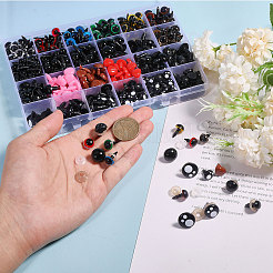 Diy人形作りキット  プラスチック製の安全工芸品の目と鼻とスペーサーを含む  ミックスカラー  9x3.5mm&nbsp;DIY-WH0622-122