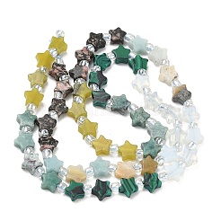 6 Styles Opalite & Synthetic Malachite & Natural Lemon Jade & HuBei Turquoise & Flower Amazonite & Rhodonite Beads Strands&nbsp;G-D095-A05