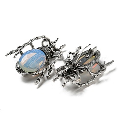 両用アイテム合金ブローチ  オパールと  クモ  49.5x35.5x15~16mm  穴：4x2.5mm&nbsp;JEWB-C026-05E-AS