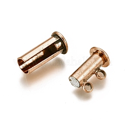 2連4穴付きチューブ真鍮製マグネチックスライドロッククラスプ  ニッケルフリー  赤銅鉱  16x10x7mm  穴：1.5mm&nbsp;KK-D472-R-NF