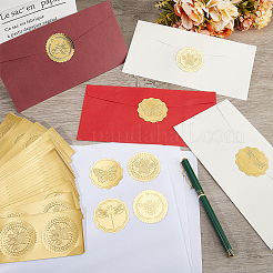 40シート4スタイルプラスチック自己接着金箔エンボスステッカー  メダル装飾ステッカー  昆虫  5x5cm  約10枚/スタイル&nbsp;DIY-CP0010-39