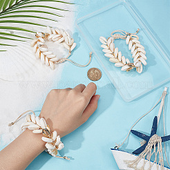 3Pcs Natural Cowrie Shell Charm Bracelets Set&nbsp;BJEW-PH0004-36