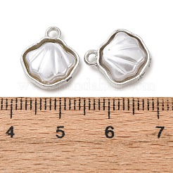 合金とABS模造真珠ペンダント  シェルシェイプチャーム  プラチナ  14x12.5x5mm  穴：2mm&nbsp;FIND-K030-11A-P