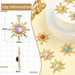 26個13色アクリルパーツ  合金パーツ  太陽のチャーム  ゴールドカラー  ミックスカラー  29x27x5mm  穴：1.2mm  2個/カラー&nbsp;RB-CJ0001-04