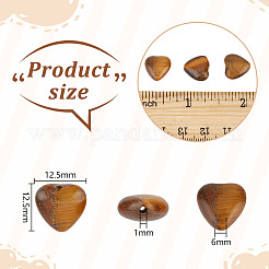 天然タイガーアイビーズ1連  ハート  12.5x12.5x6mm  穴：1mm  約33個/連  15.55''（39.5センチメートル）&nbsp;G-OC0005-79