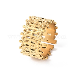 女性用304ステンレススチールオープンカフリング  編まれた  イオンプレーティング（ip）  18KGP本金メッキ  12.5mm  usサイズ7 1/2(17.7mm)&nbsp;RJEW-K309-10A-G