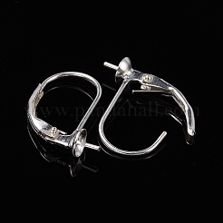 925スターリングシルバーフレンチフックピアスパーツ  銀  16x13x4mm  ピン：0.8mm  トレイ：4mm&nbsp;STER-I014-13S