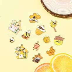 24個12スタイルアロイエナメルペンダント  ミツバチ  混合図形  12.5~30x10~20x1~4mm  穴：1.6~1.8mm  2個/スタイル&nbsp;ENAM-FS0004-02