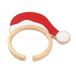 Christmas Theme Alloy Enamel Open Cuff Ring&nbsp;RJEW-C106-02D-KCG
