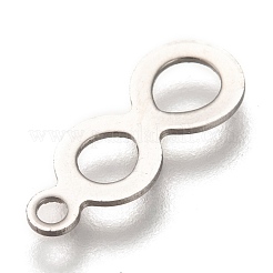 変色しない201ステンレススチールペンダント  レーザー切断  num 8  ステンレス鋼色  16x6x0.5mm  穴：1.6mm&nbsp;STAS-O134-05P