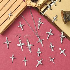 70pcs7スタイルチベットスタイルアロイペンダント  クロス  アンティークシルバー  25~38x13~23.5x2~4.5mm  穴：1.5~2.5mm  10個/スタイル&nbsp;FIND-CJ0005-07