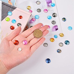 明るいガラスのカボション  惑星模様  半円  ミックスカラー  80個/箱&nbsp;GLAA-SZ0001-12