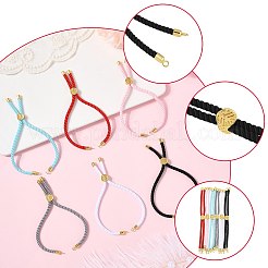 6色のツイストナイロンコードシルバーブレスレット6個  コネクターチャーム用のリンクブレスレット作り  長持ちするメッキの金色の真鍮コードエンドと合金の生命の樹が付いています。  ミックスカラー  8-3/4~8-7/8インチ（22.2~22.6cm）  穴：2mm  1pc /カラー&nbsp;DIY-FS0008-93