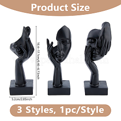 3Pcs 3 Styles Resin Abstract Face Display Decorations&nbsp;AJEW-WH0270-620A