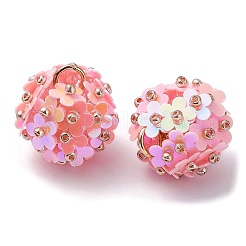 PVCプラスチック パイレット ガラス シードビーズ ペンダント  鉄ループ付き  花のチャーム  ミックスカラー  18x17mm  穴：4.3mm&nbsp;FIND-G058-01