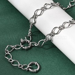 7.5mm 201ステンレススチールツイストオーバルリンクチェーンネックレス（ユニセックス）  変色しない  ステンレス鋼色  21.65インチ（55cm）&nbsp;NJEW-K302-18P